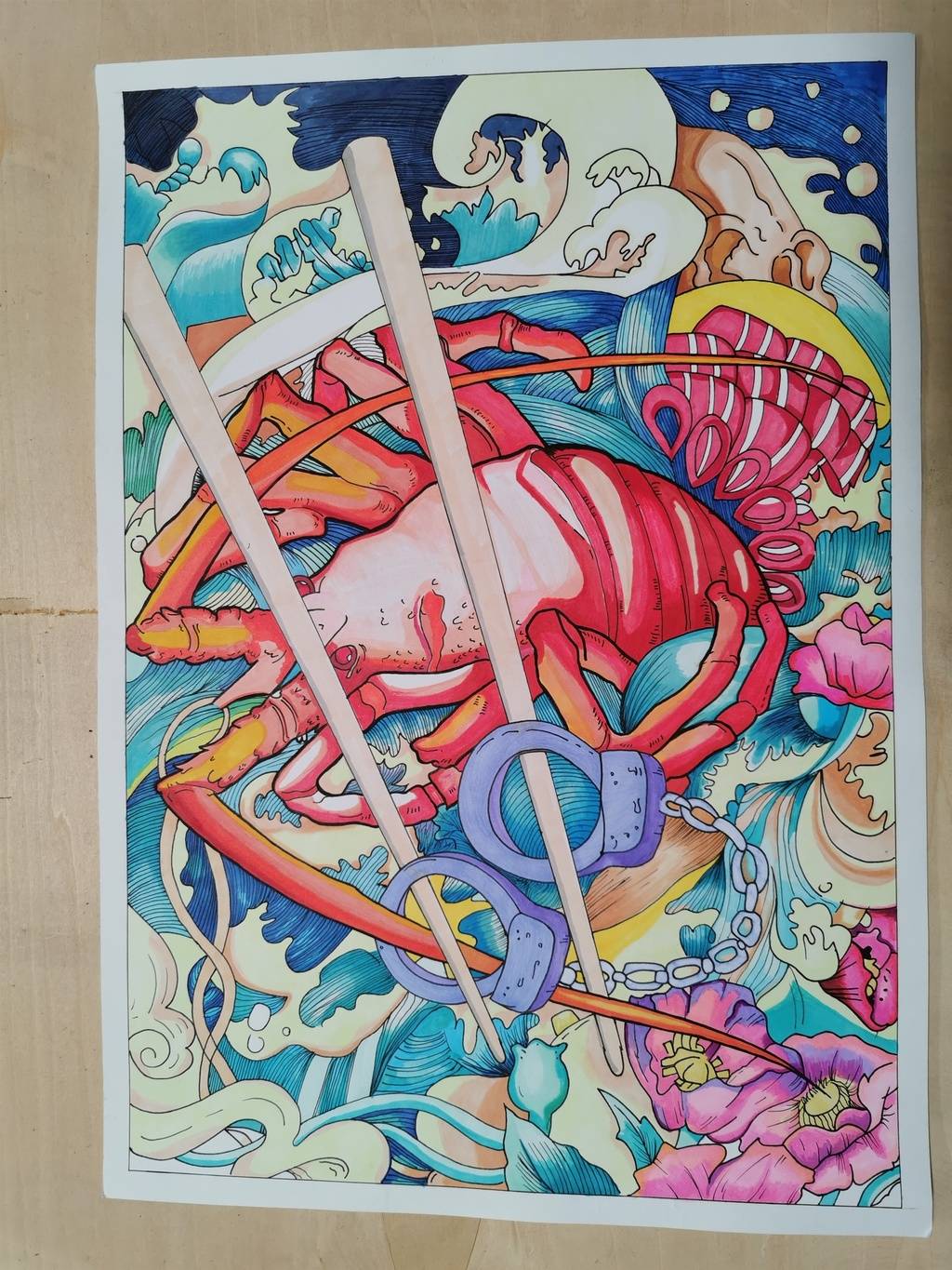 中学组一等奖看过来拒绝舌尖上的浪费绘画视频作品展示⑵