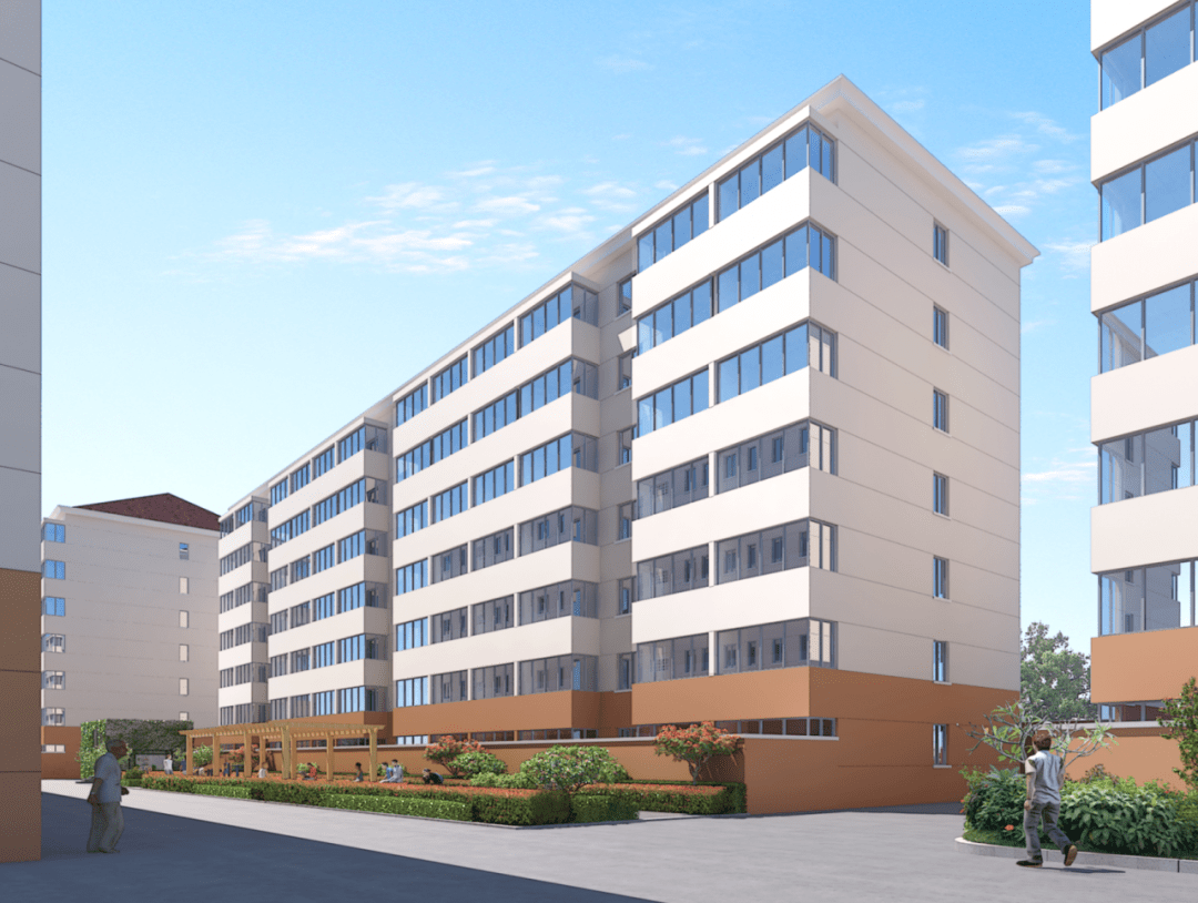 楼房外立面改造效果图单元门头构架效果图本次建设工程还将增加18个