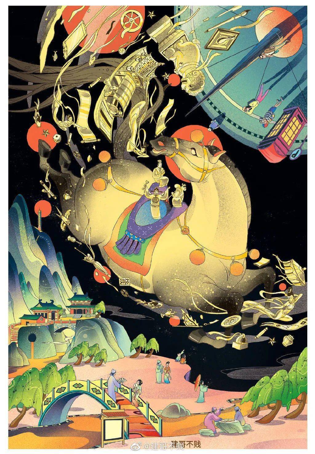 超好看的十二生肖中国风插画