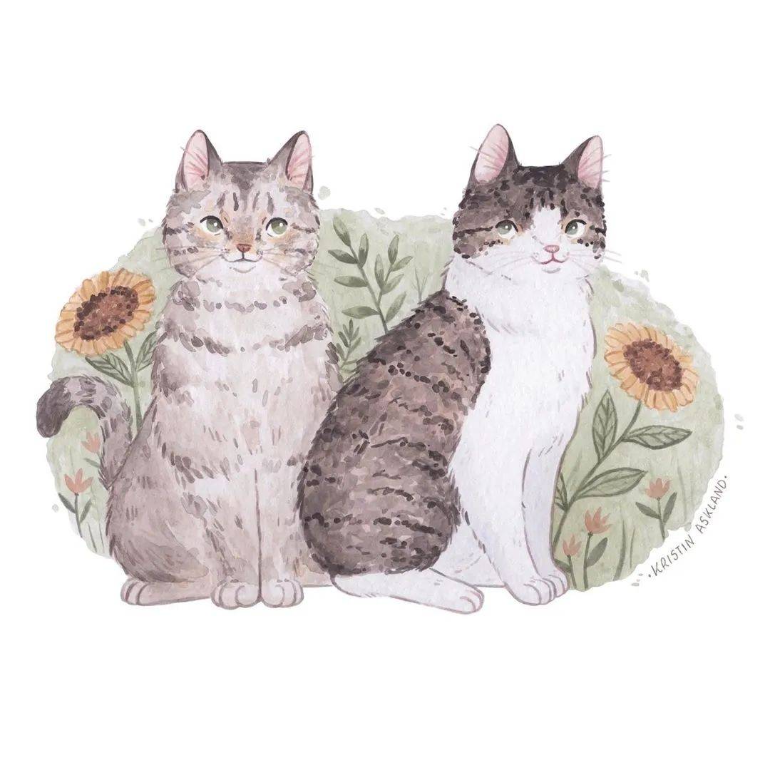 水彩插画 | 温馨治愈的手绘小插画_素材