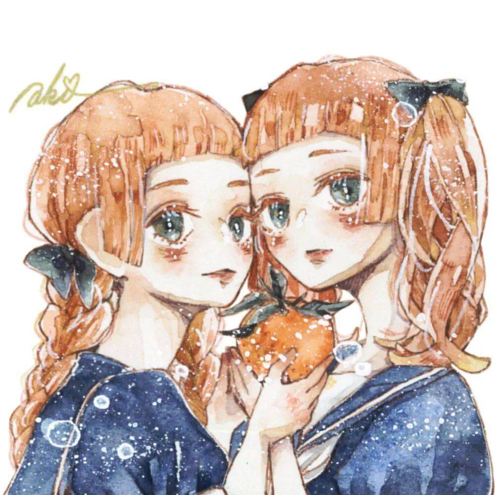 水彩插画干净细腻动漫少女画风头发眼睛画的超好哦