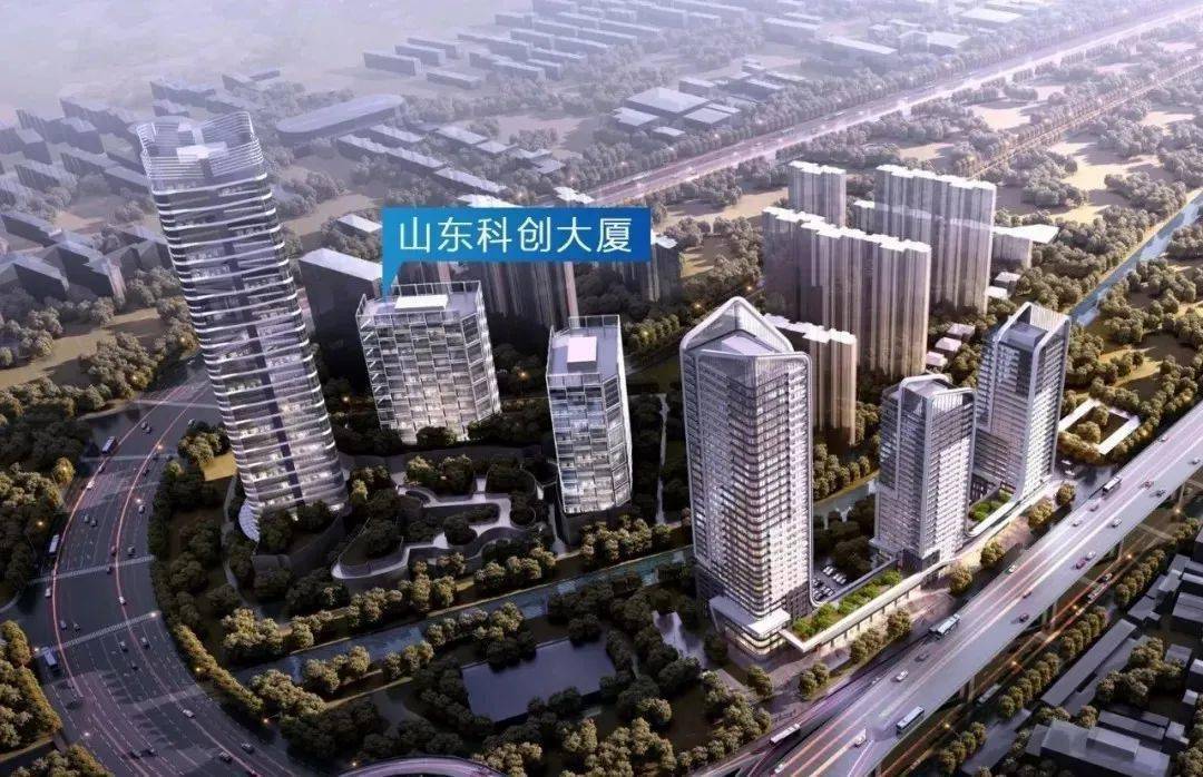 新都会科创大厦位于山东济南金融科技产业创新示范区,大厦高约100米