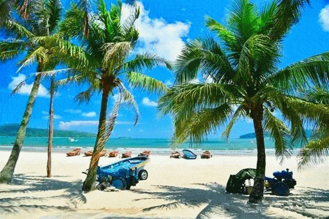 太阳下山可以一起看日落夕阳下的海滩,沙蟹无处不在亲身体验沙滩捉蟹