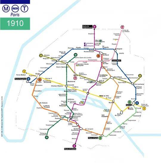 1—7号线都已建成通车,巴黎地下交通网络基本成形,巴黎地铁也一点点有
