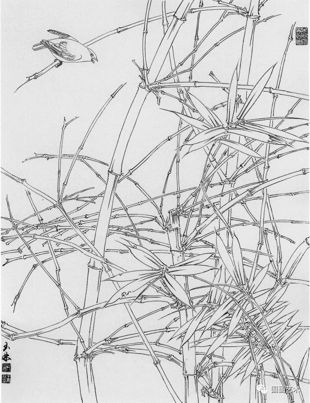 线描竹子画稿简洁雅致