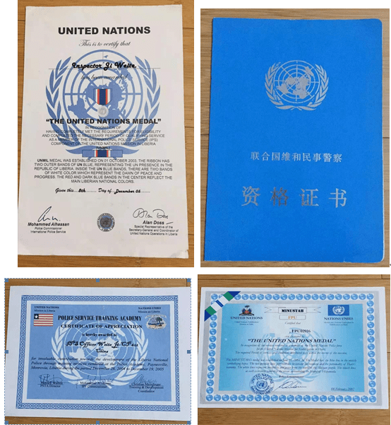 利比里亚任务区当时局势还相对温和,当时在任务区没有佩枪.