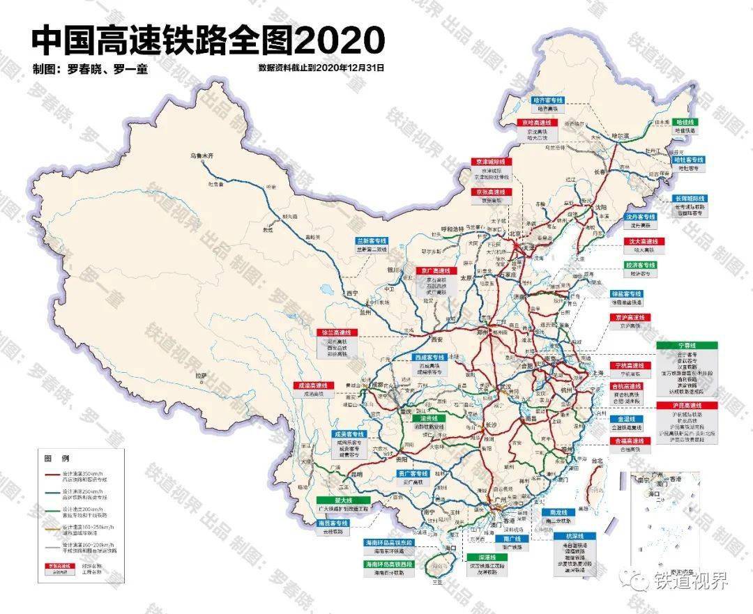 中国高速铁路网2020