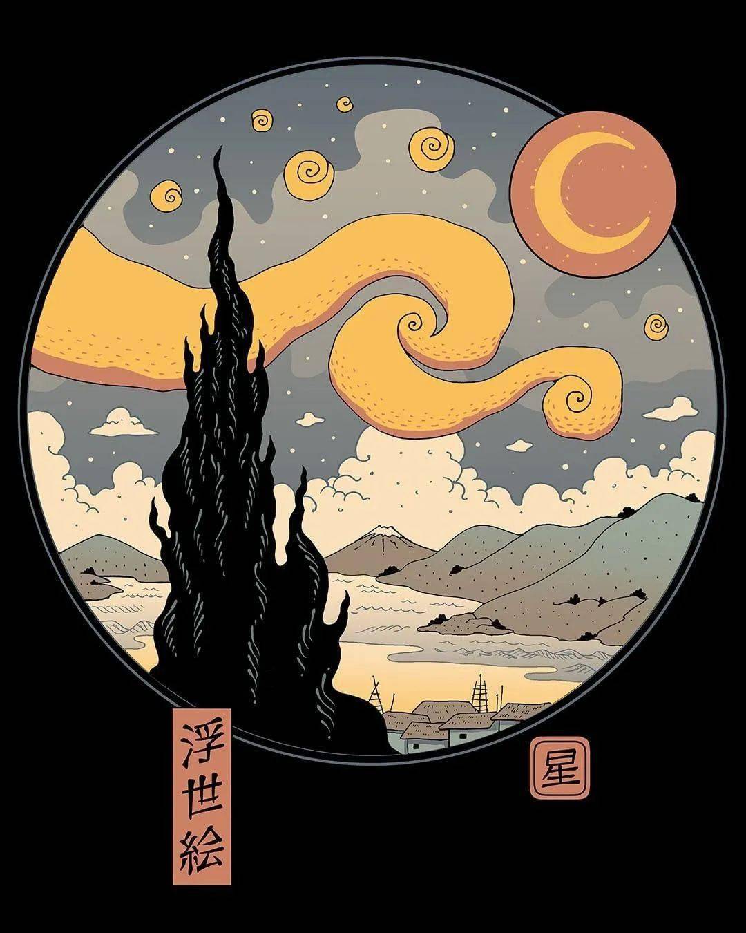 浮世绘风动漫插画