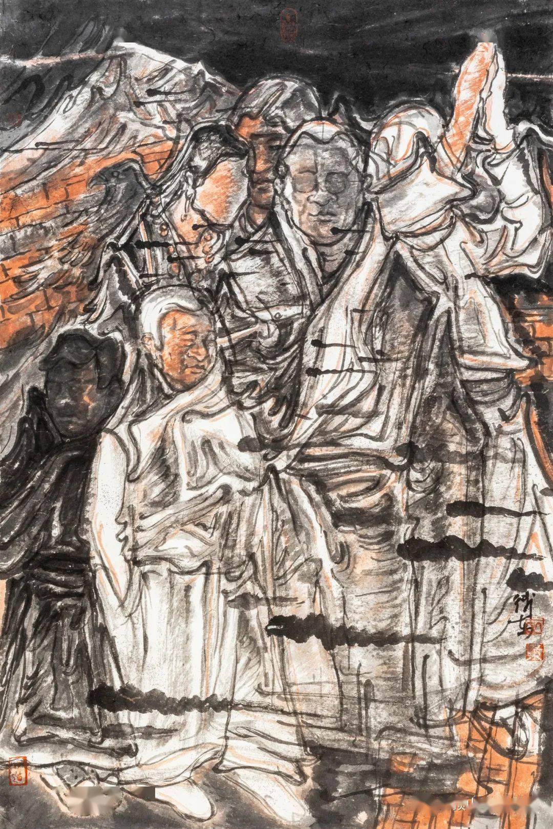 禹和平《峰雪》张洪驯《寒枝》王利丰《籍-颓苑10》省市美术家做客