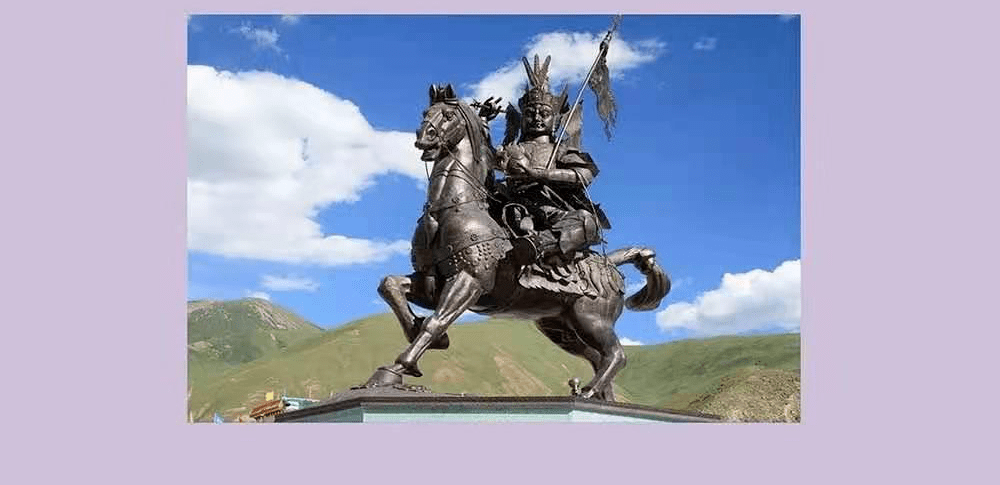 木雕格萨尔骑马像藏文《甲岭之战》精美展品藏文《格萨尔王传》图书