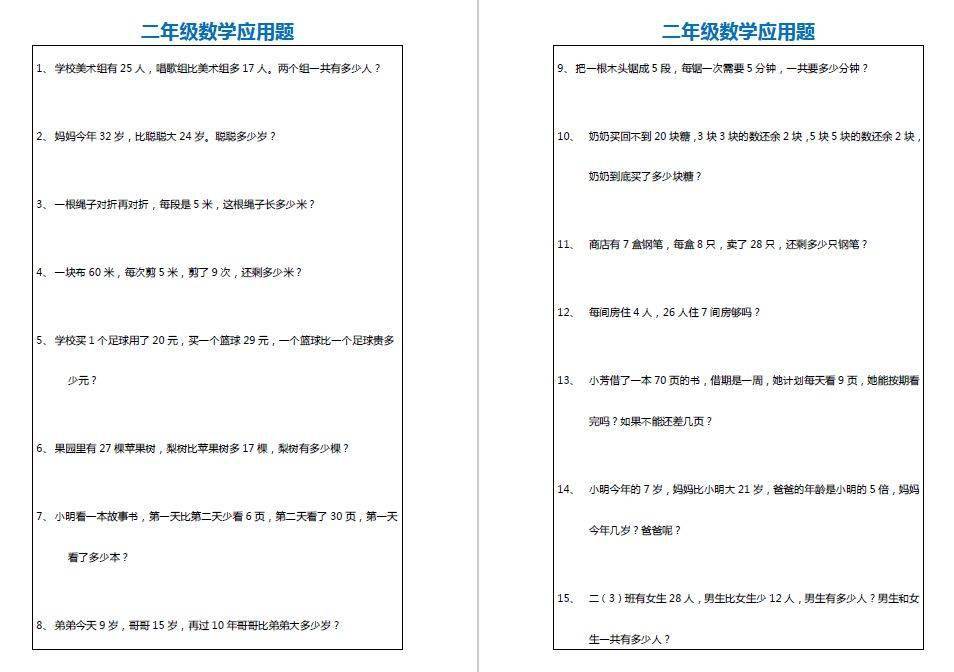 二年级数学应用题178题 附答案 电子版 苹果树