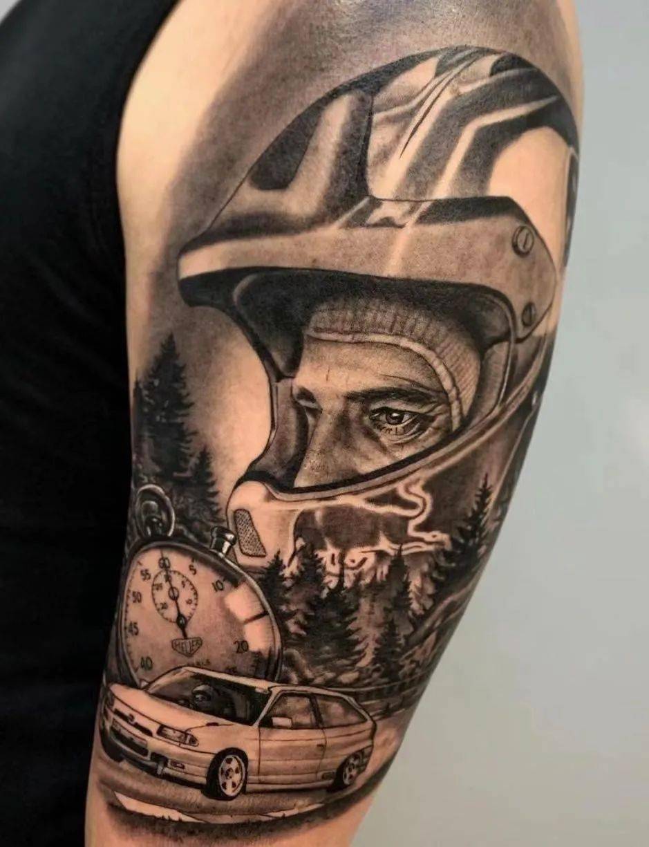速度与激情的碰撞赛车风格纹身