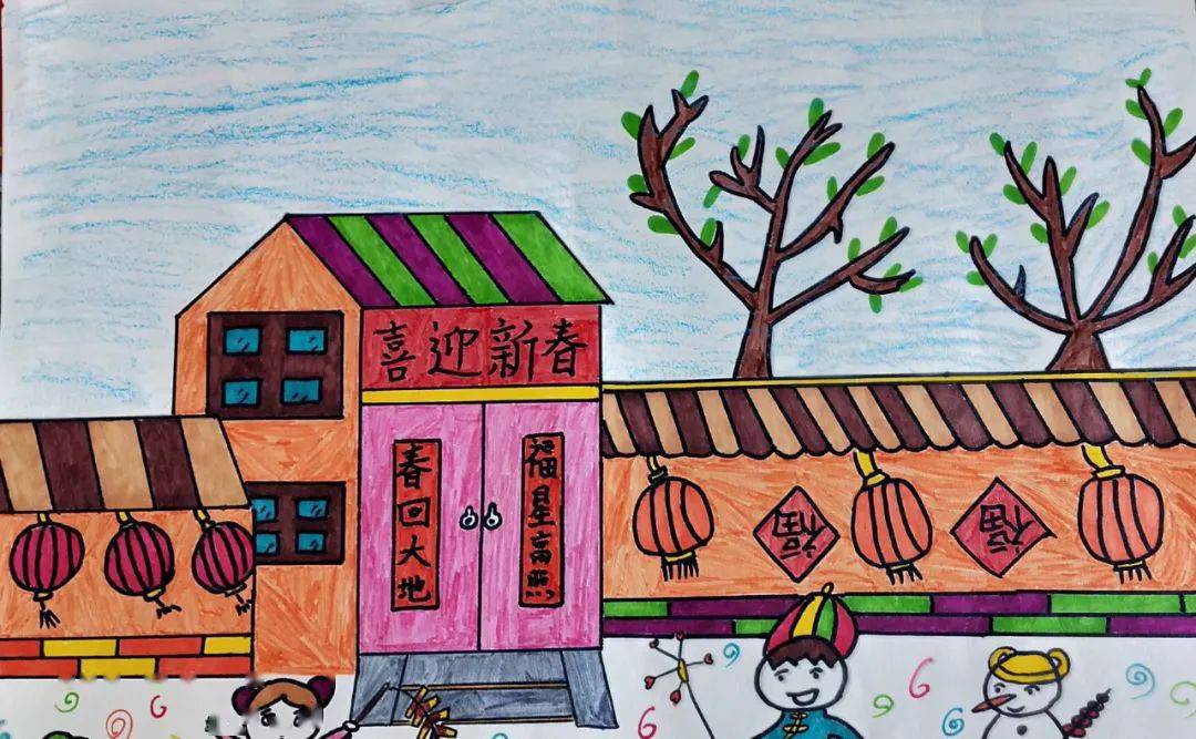 幼儿园春节绘画中班图片
