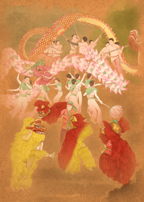 旧时龙狮舞艺人生活十分艰难贫苦,他们趁逢年过节时外出舞龙耍狮,凭借