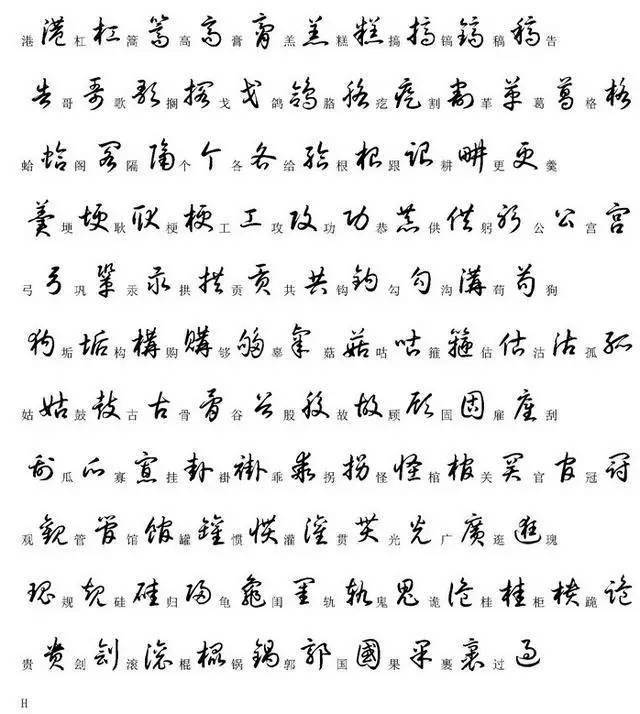 2000個最常用漢字的草書寫法