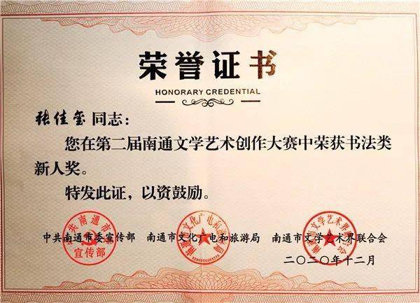 张佳玺老师!南通市新人奖