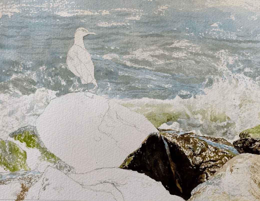 保加利亚水彩画家atanasmatsoureff作品欣赏礁石海岸