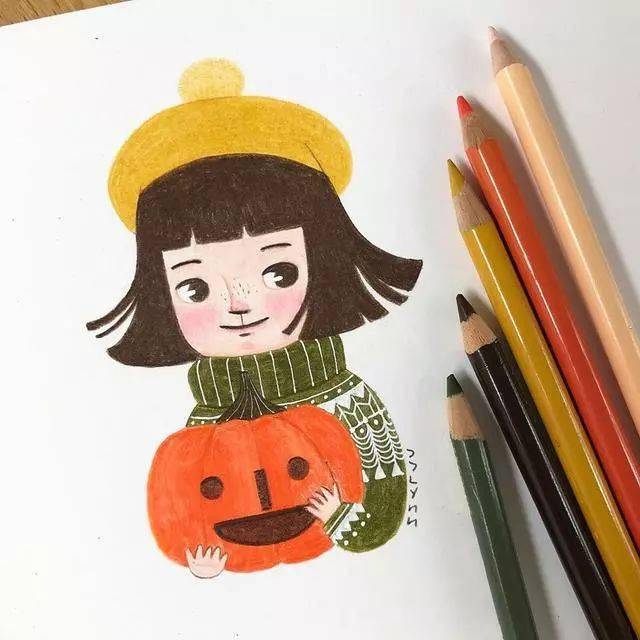 超甜心可爱彩铅插画满满少女风瞬间被治愈