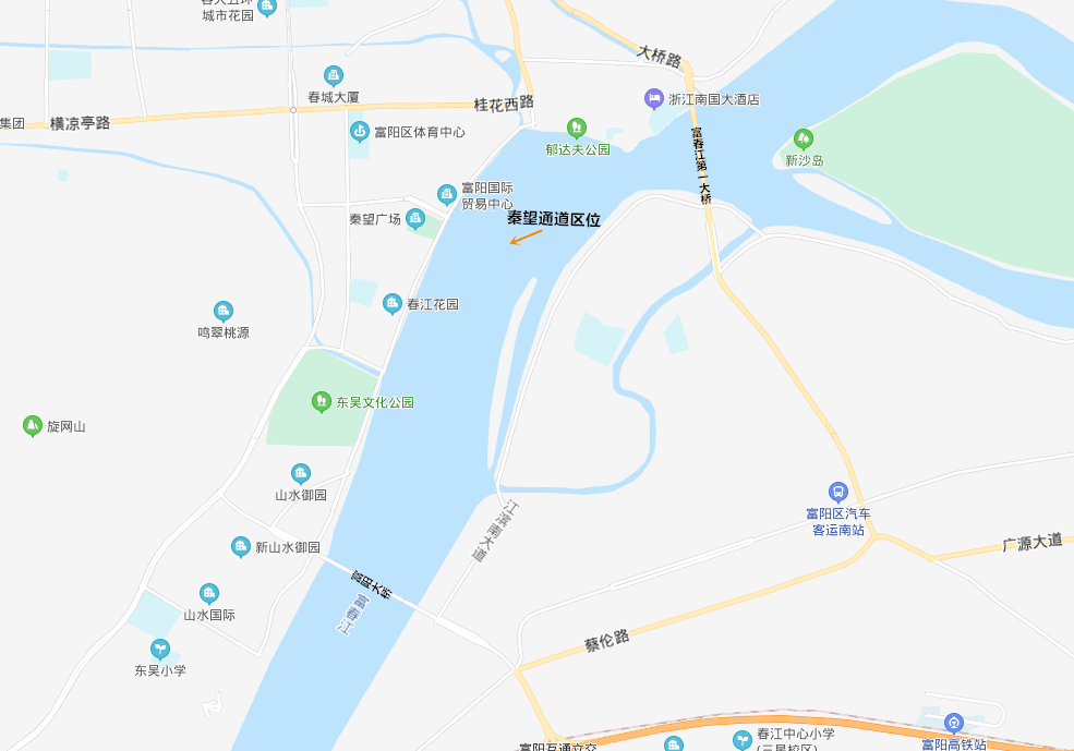 秦望通道项目位于富阳大桥下游3公里,富春江第一大桥上游2公里处.