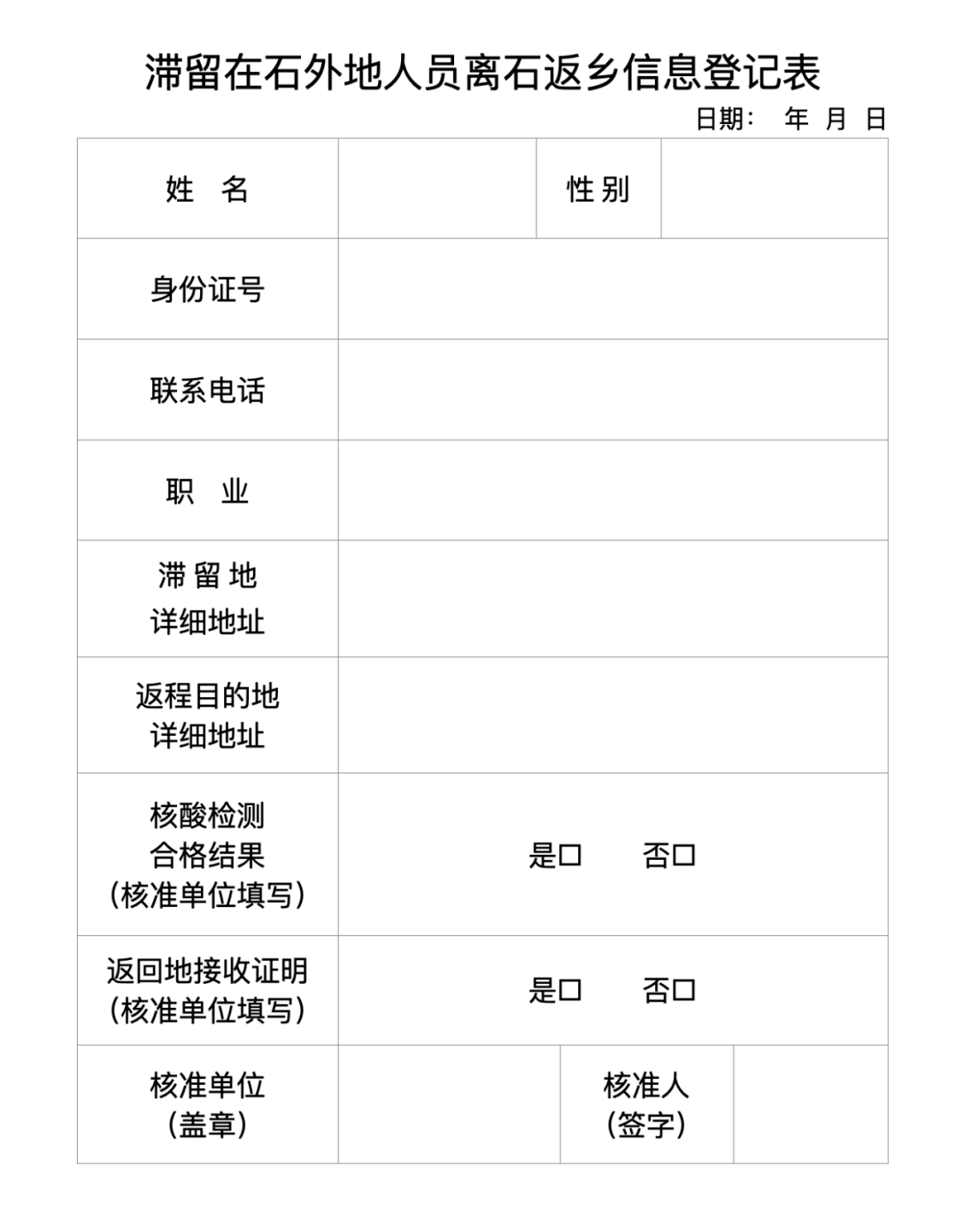 返回人员登记表图片