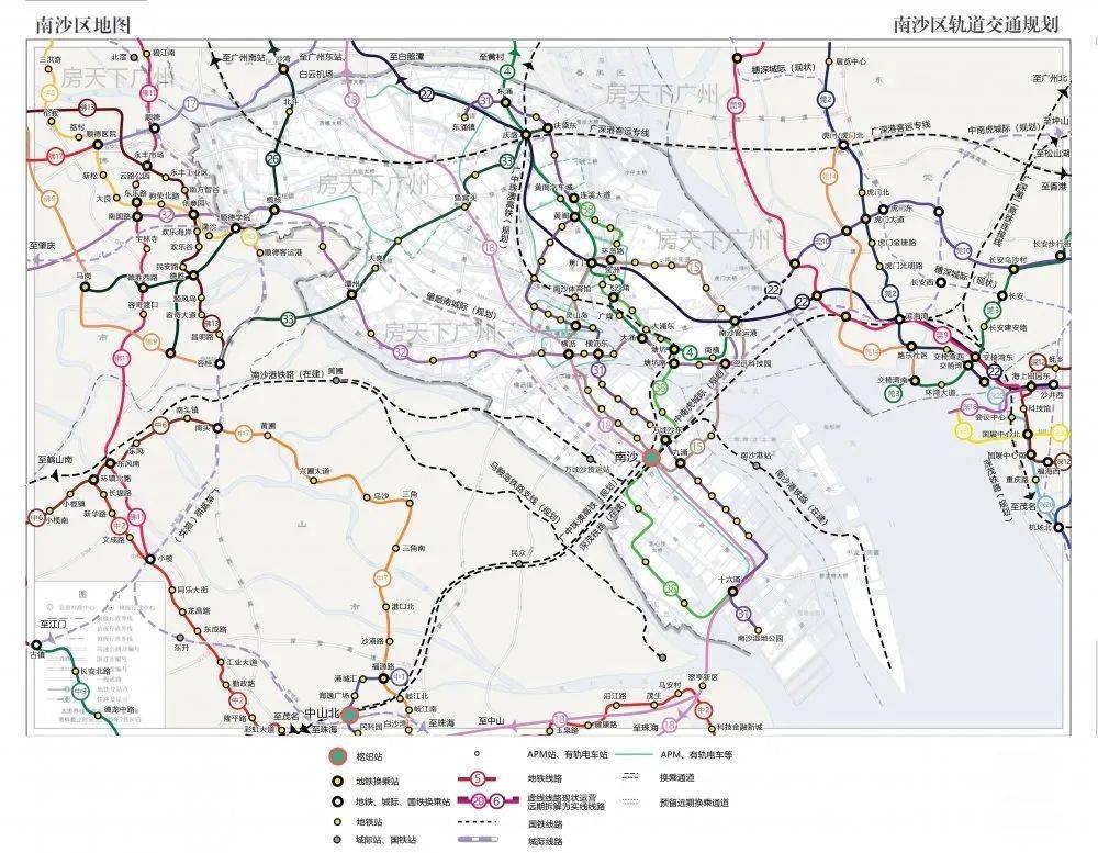 南沙轨道交通新规划,地铁18/22号线位有新走向