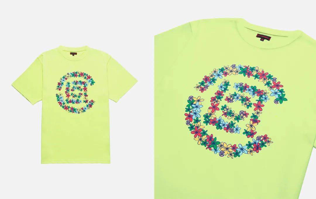 clot ss21 drop1-t恤二其中图案设计最为惹眼,经典的夏威夷棕榈树叶