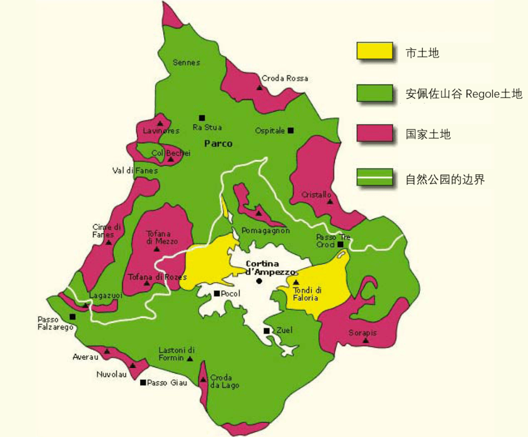 图4:安佩佐自然公园在cortina d'ampezzzo市内,总面积为114平方公里