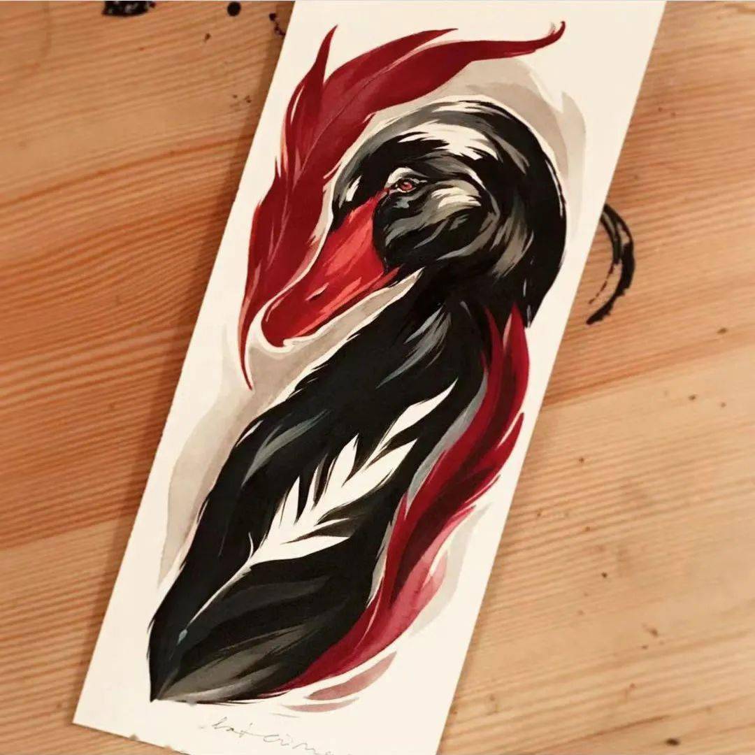 酷酷的黑天鹅纹身