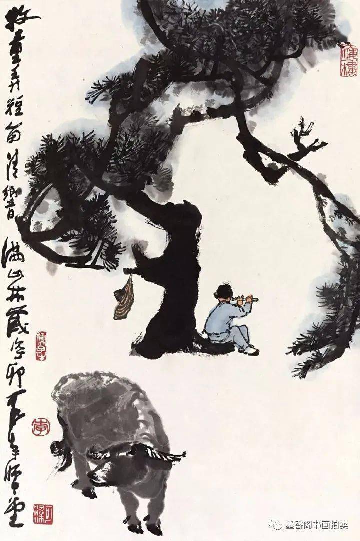 獨運,充滿生活情趣;構圖簡潔,寥寥數筆,便生動描繪出牛行走,臥立,鳧水