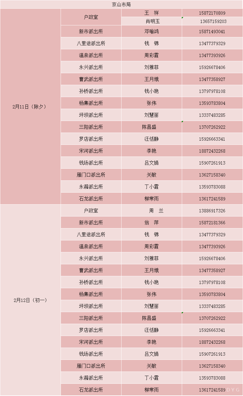 公安窗口春节不打烊!(附值班表)