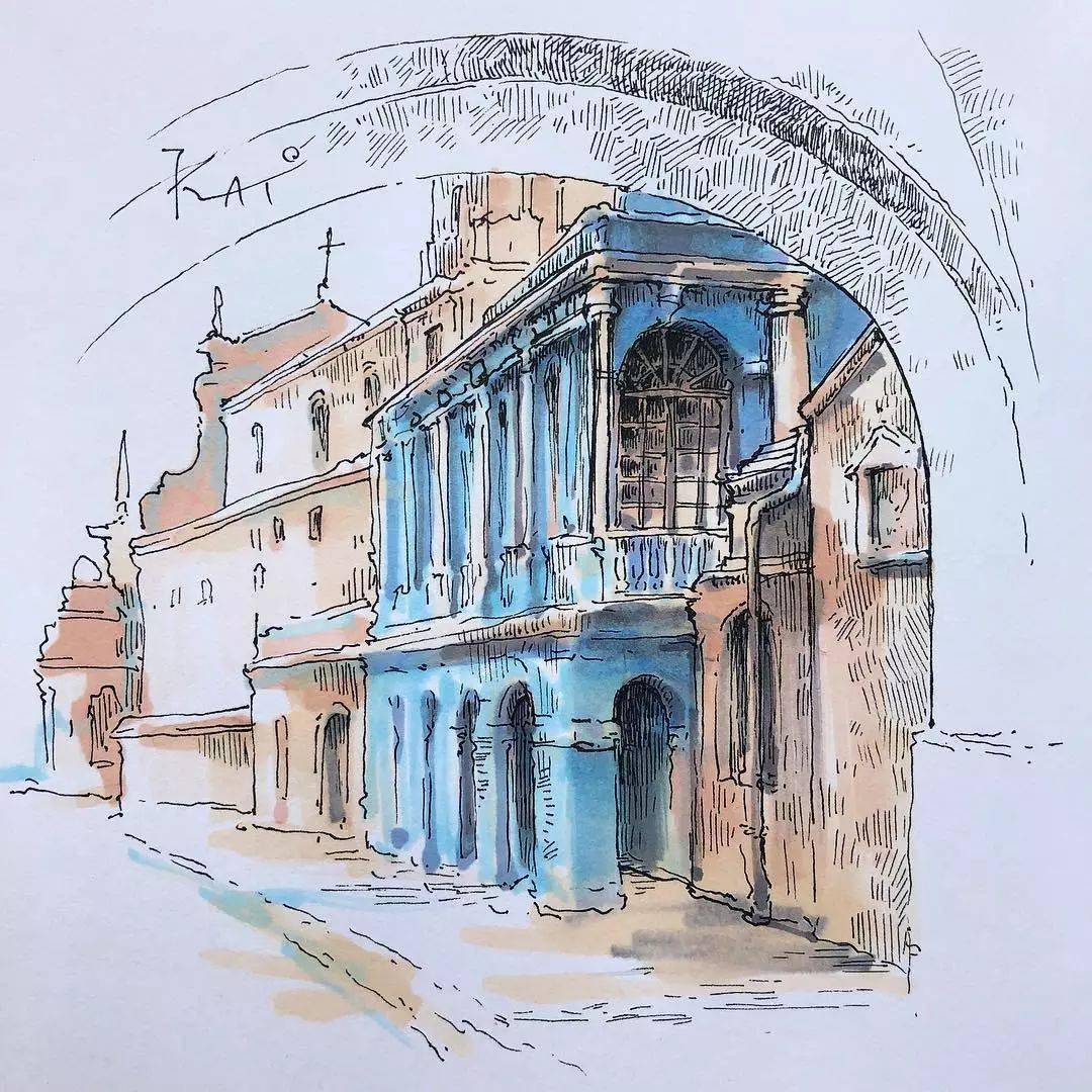 铅笔钢笔淡彩画真美