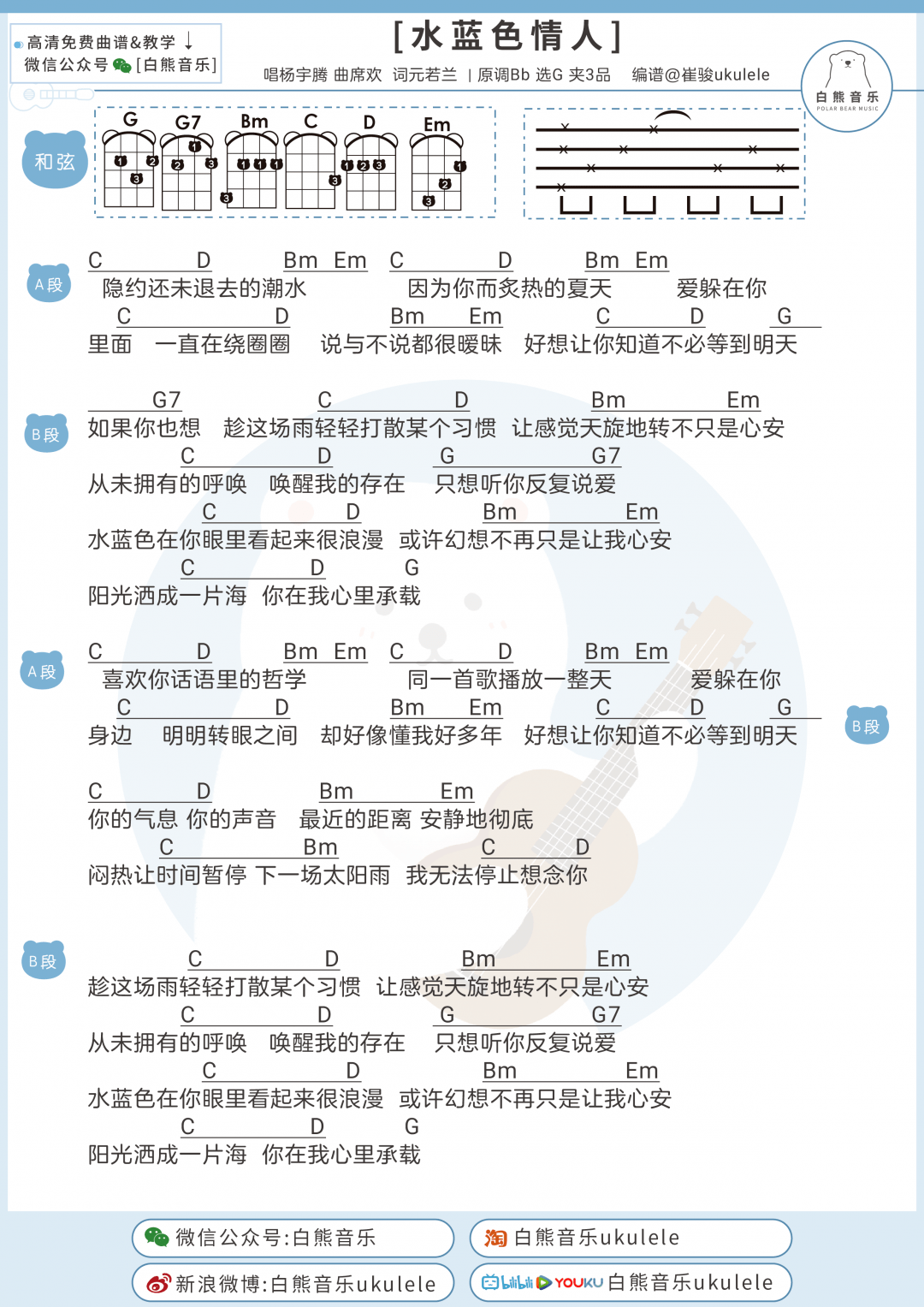 尤克里里简单曲谱单曲谱_尤克里里简单曲谱(3)