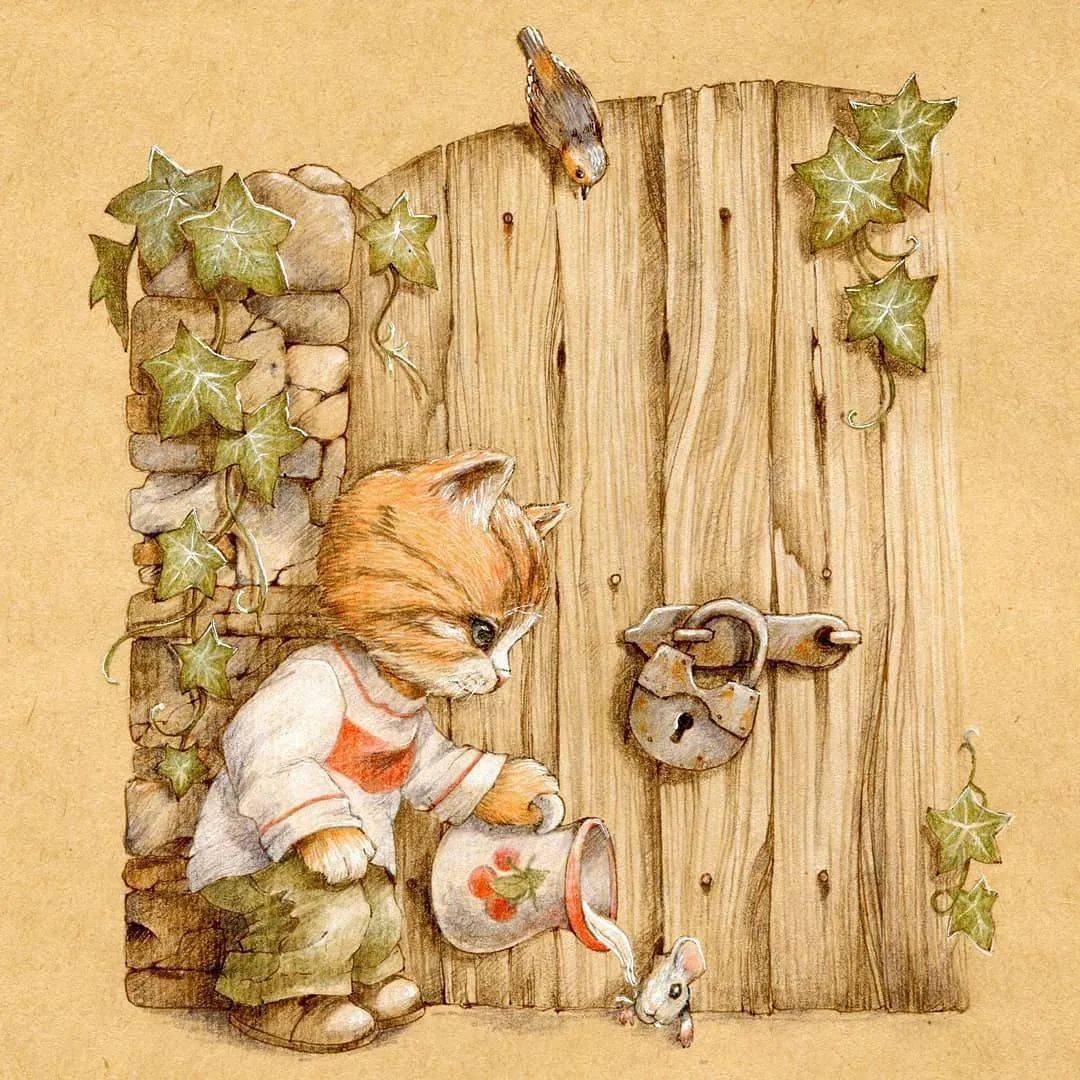 彩铅水彩插画 细腻精致 这样的画风很暖