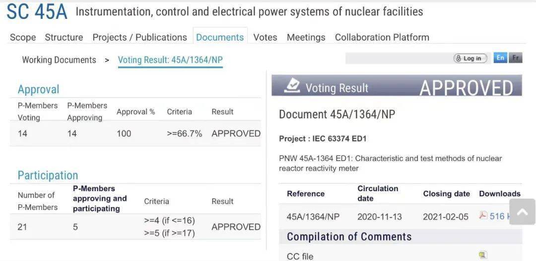 项目|核动力院首项IEC国际标准提案通过NP投票并成功立项