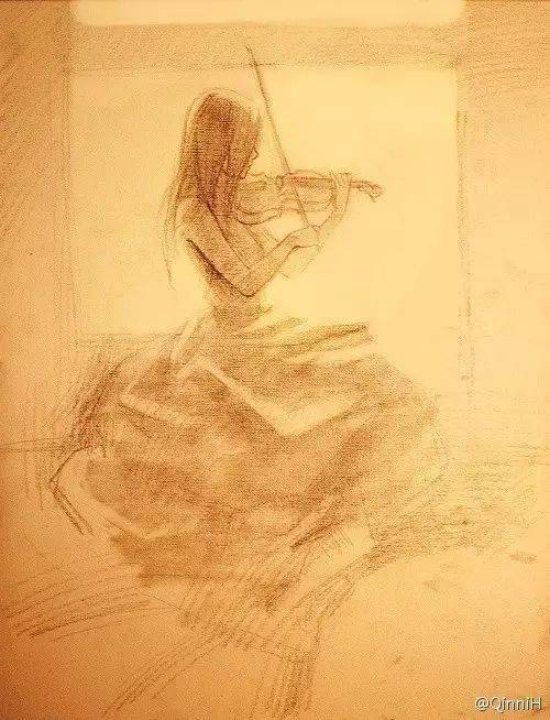 给小提琴老师画了张油画,(小时候不允许在家里画画的 ).