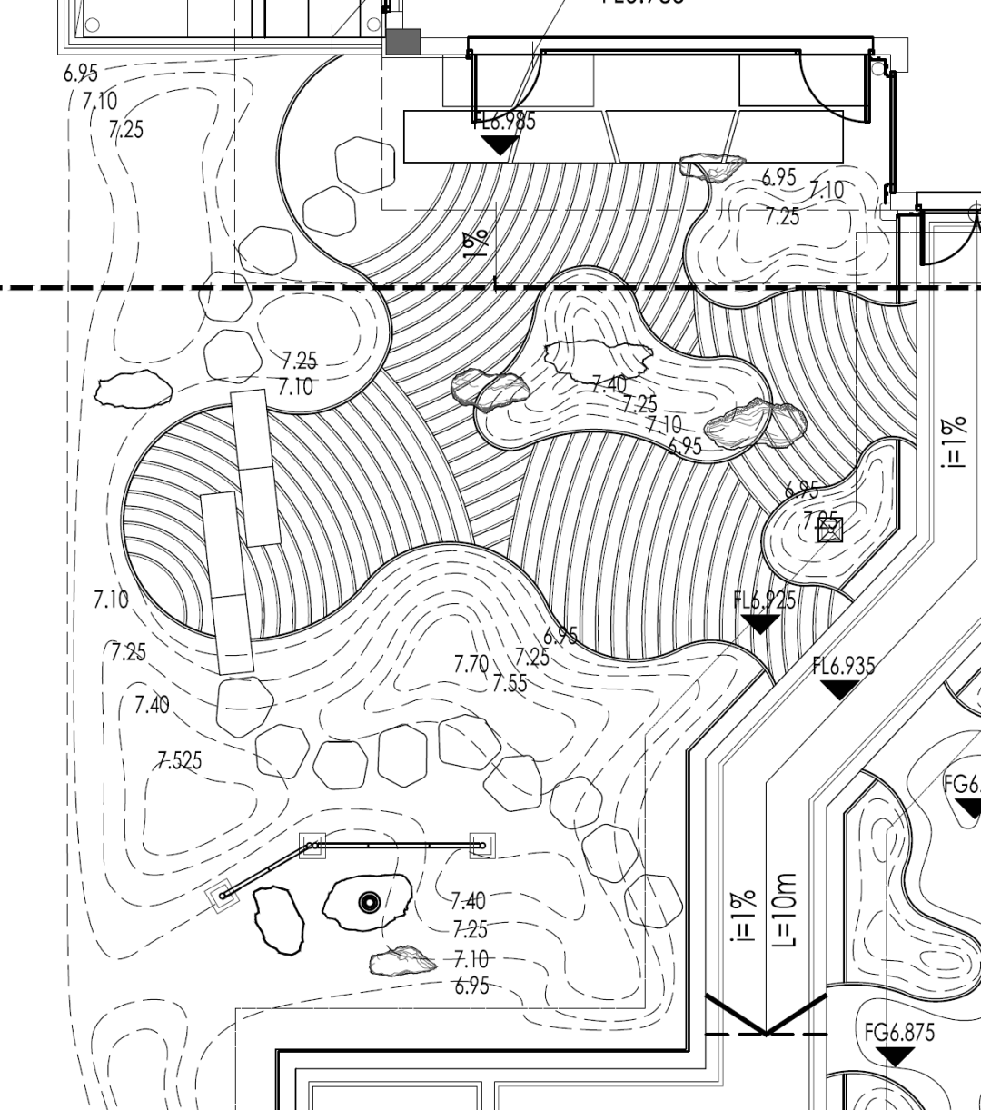 为保持汀步的特色,我们准备寻找一种深灰色石材作为汀步的原材料.