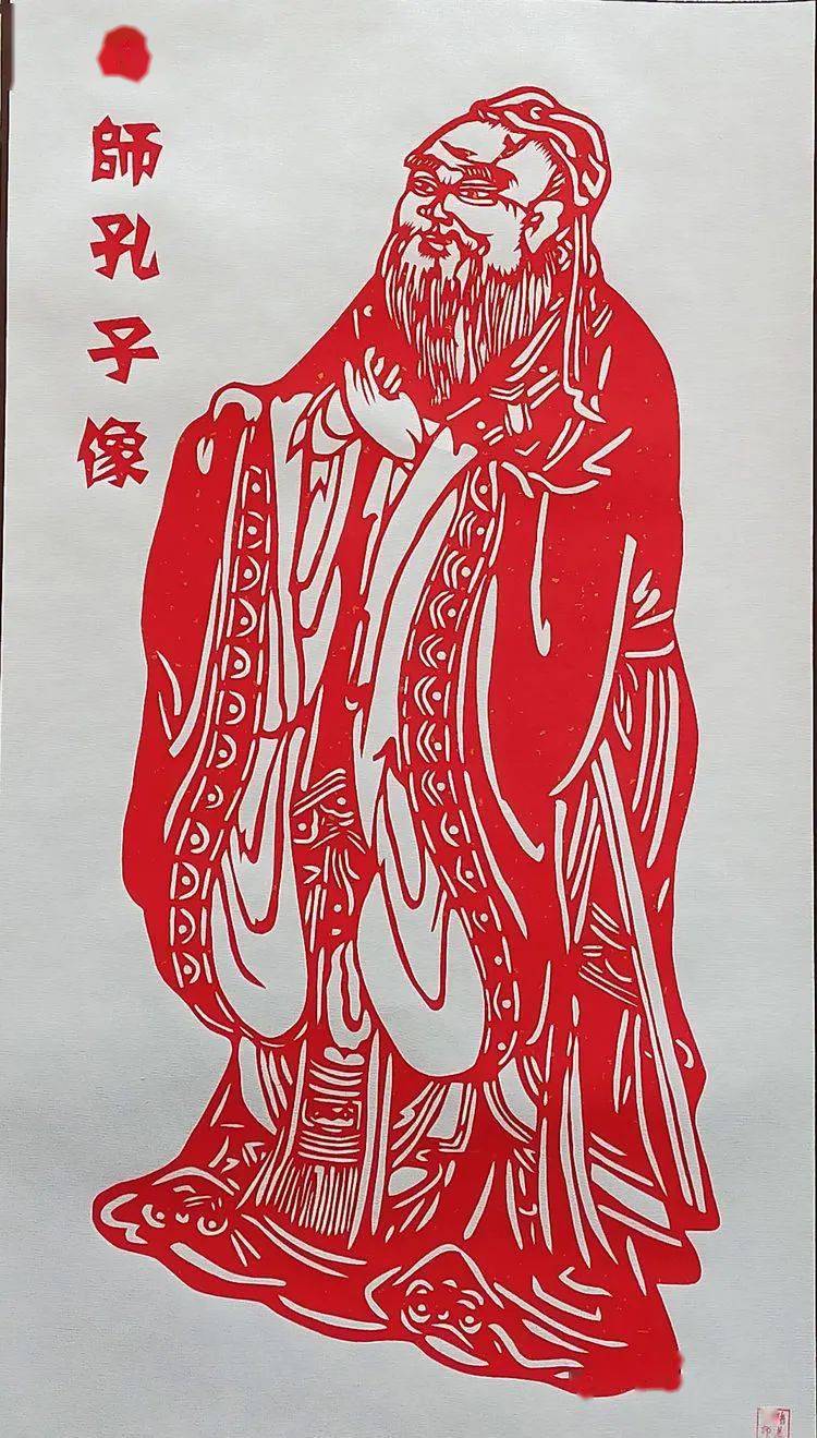 孔子李海霞剪纸作品百财迎春五牛图金明剪纸作品我姜淑霞剪纸作品扭转