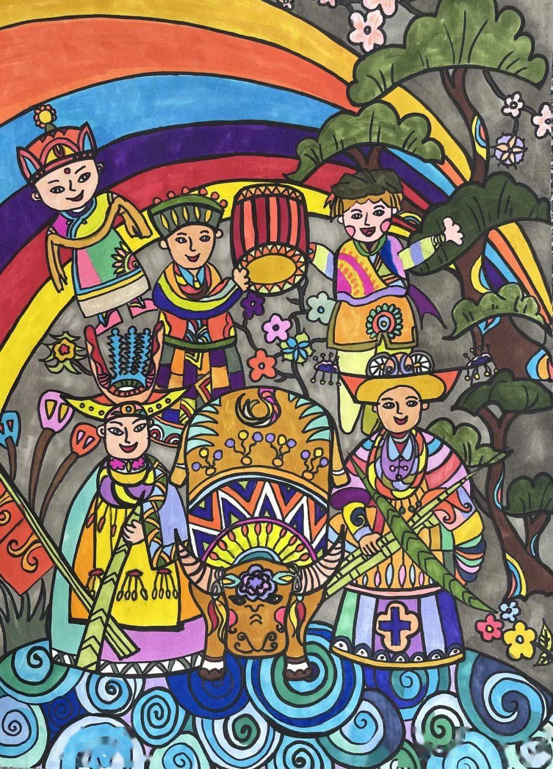 以笔绘心,以画传情,青浦区教育系统"民族一家亲"绘画作品展来啦!