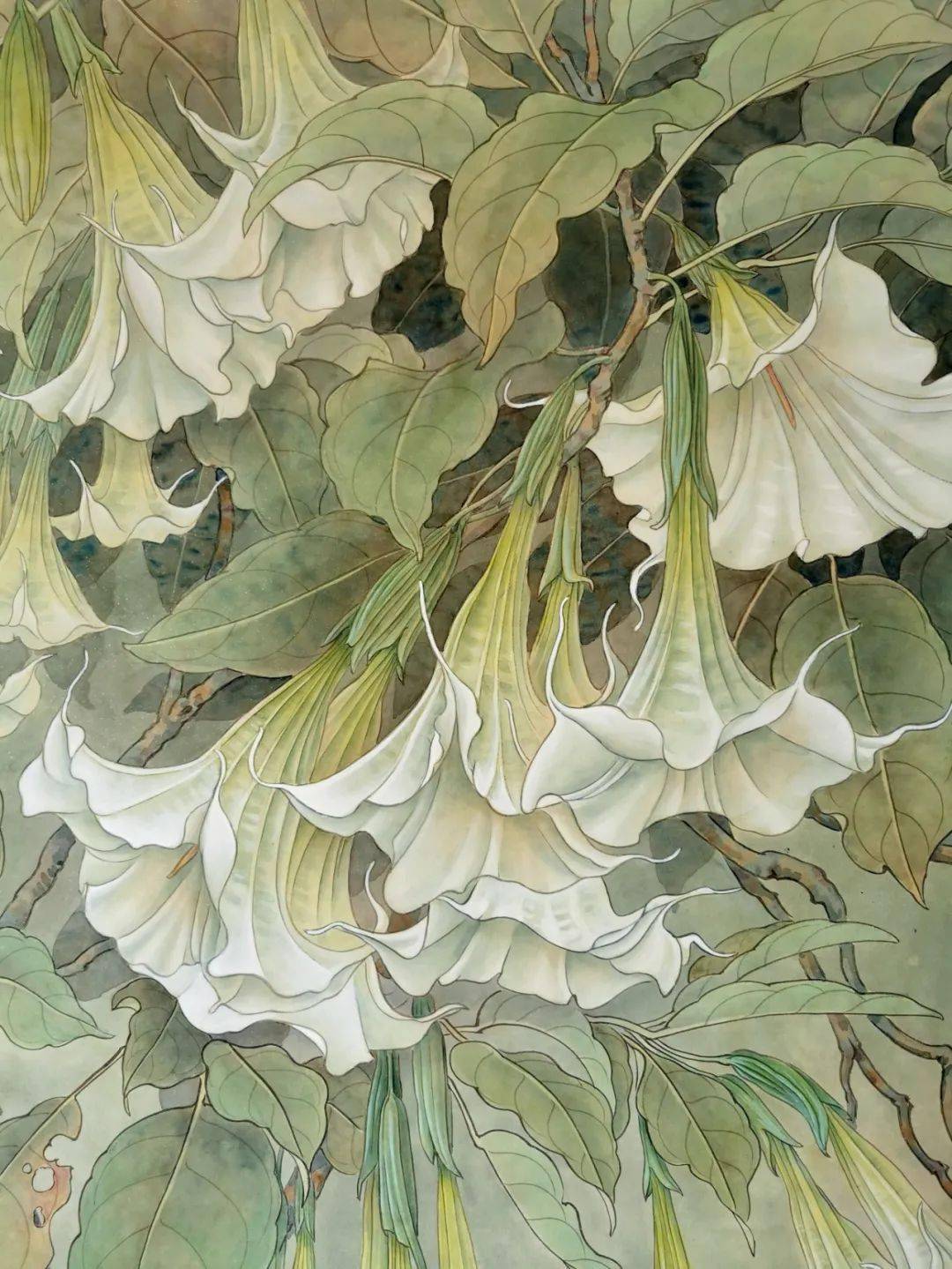 《曼陀罗的呼唤》细节《非洲芙蓉与太阳鸟》《非洲芙蓉与太阳鸟》细节