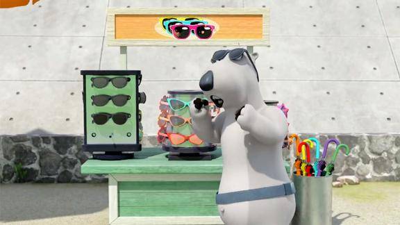 贝肯熊大白熊路边摊选墨镜直接拿了个最黑的戴上直接成盲人