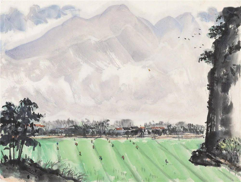 国画春耕图美翻了