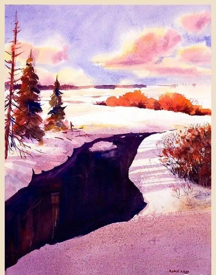 印度风景画作品明快与润泽细腻而大气