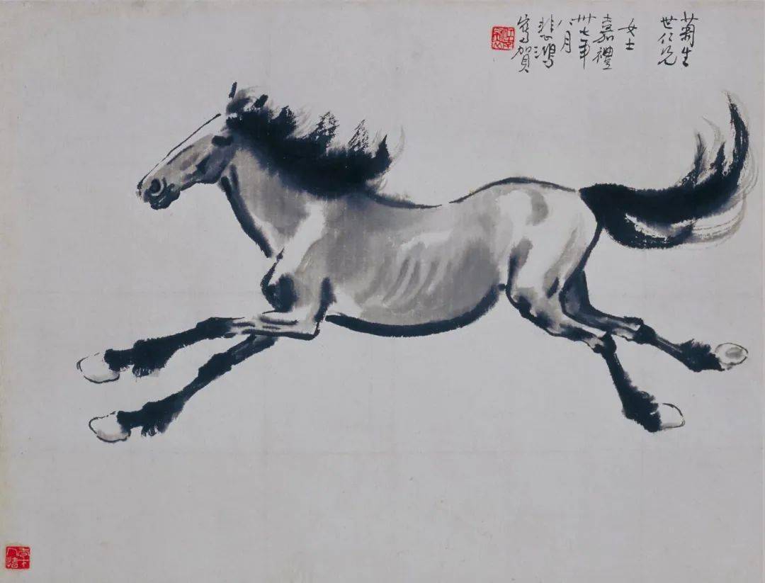 徐悲鴻《奔馬揚鬃》縱41.4釐米,橫52.3釐米