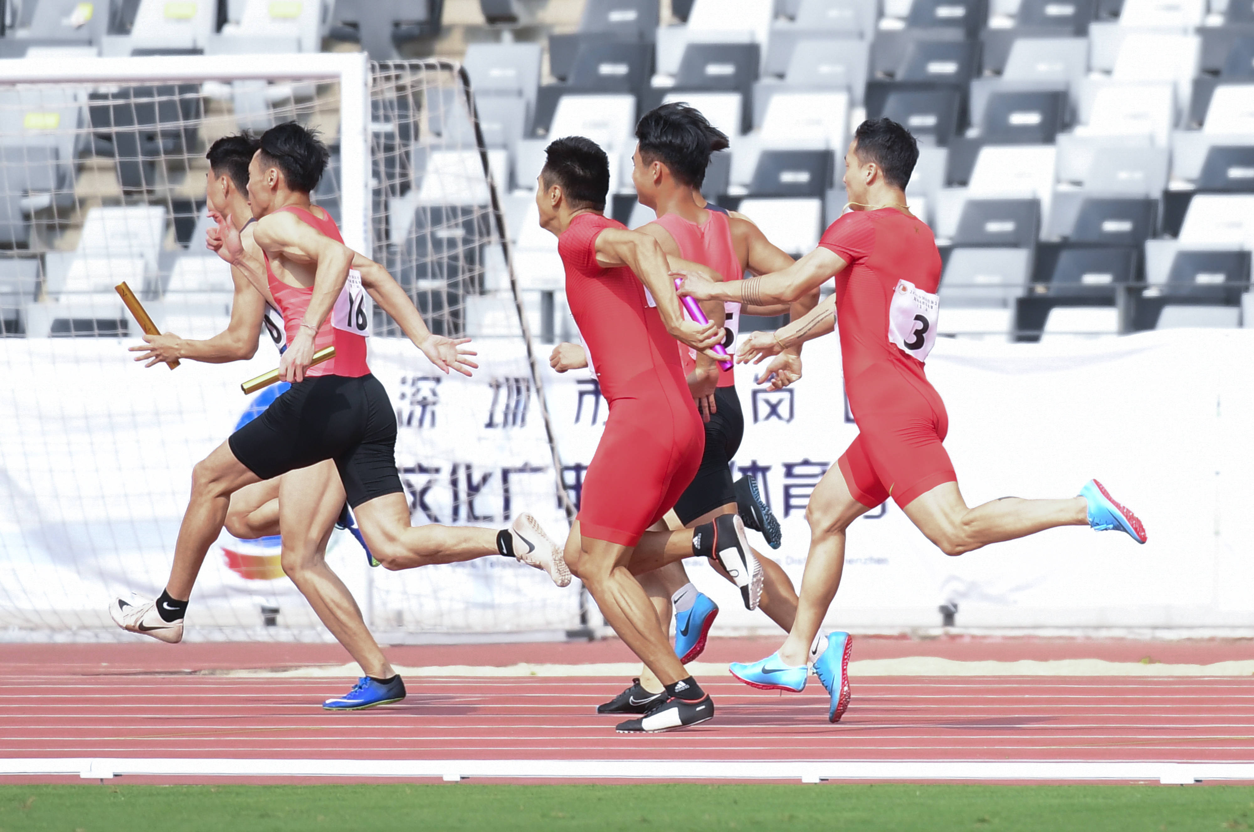 田径——国家队获短跑项群基地赛男子4×100米第一名