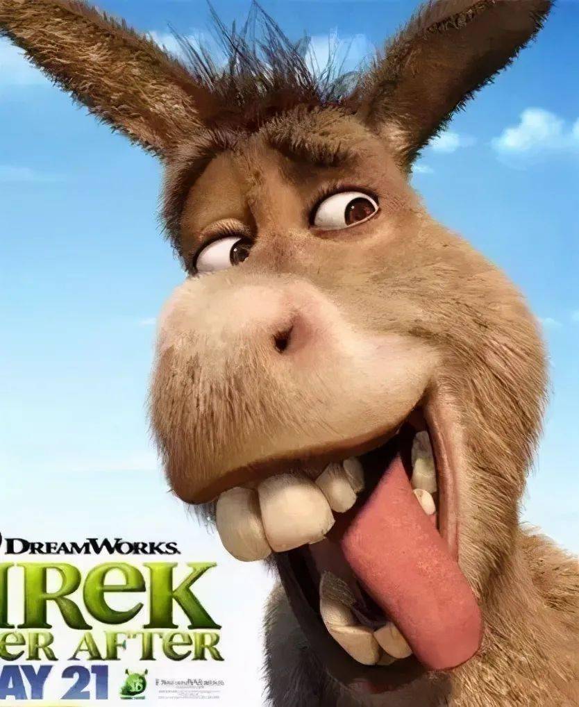 对比一下《怪物史莱克》中的驴子:各个角度看下来,真的很像了!