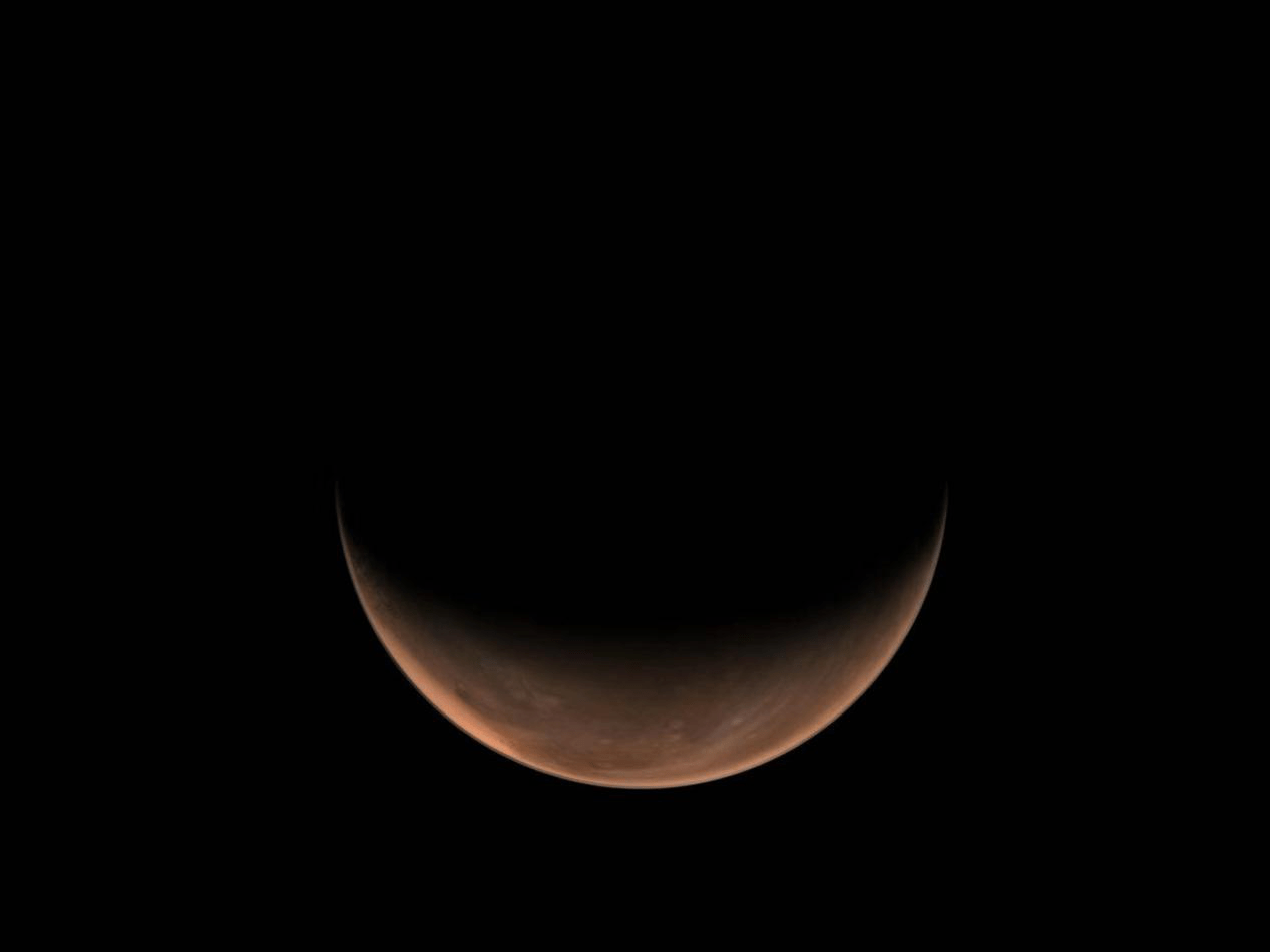 停泊轨道|天问一号拍摄的火星“侧颜照”来了！