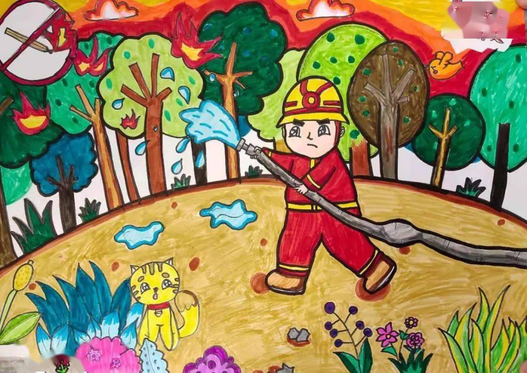 森林草原防灭火绘画图图片