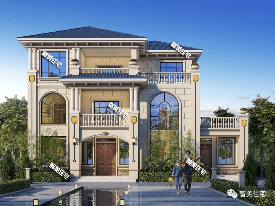 主屋 附房形式设计的两栋别墅 简欧外观造型 忒气派了吧 卧室