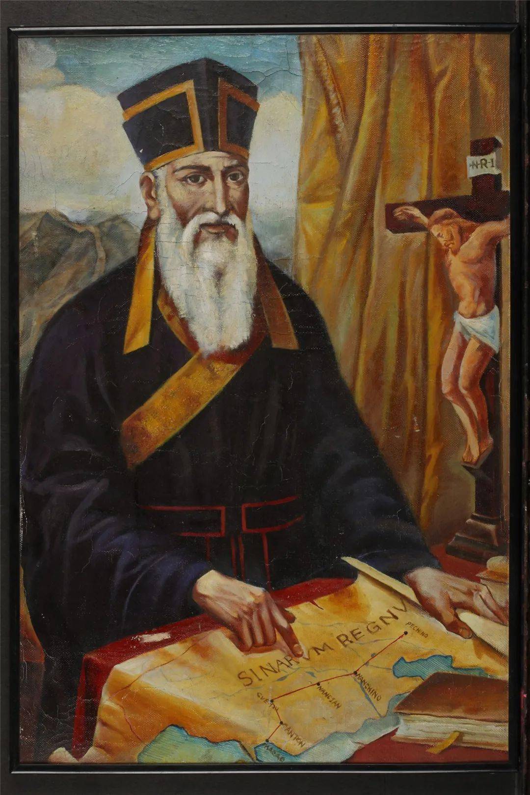 两仪玄览图八幅拼接通景,明万历三十一年(1603)由李应试摹绘利玛窦的