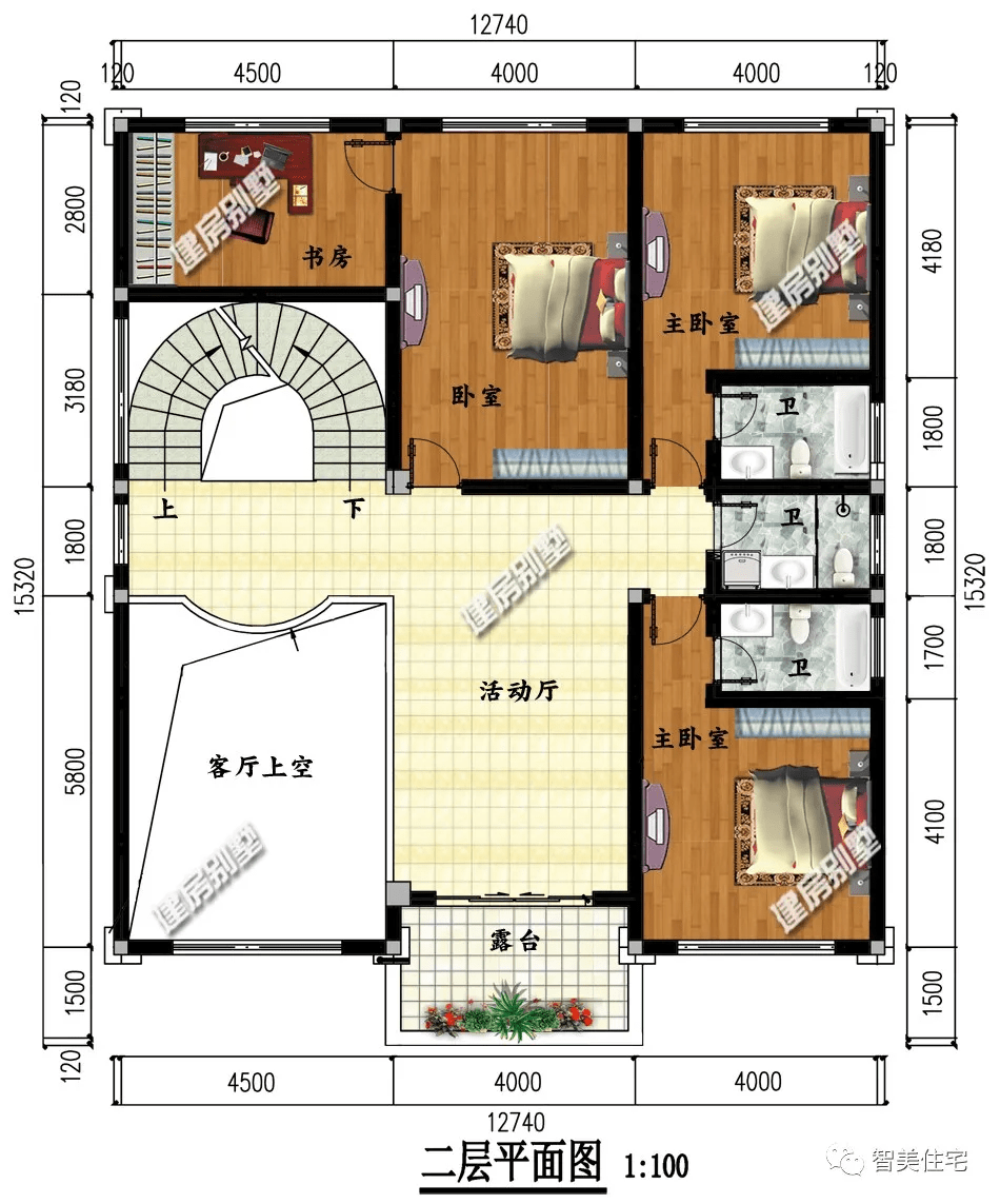 關注微信公眾號:智美住宅,上千款別墅戶型施工圖紙,可私人定製設計.